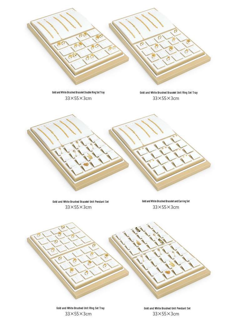 Ya Yu Jin Bai Jewelry Display Tray for Bracelets, Ear Studs, Necklaces - Silver & Gold