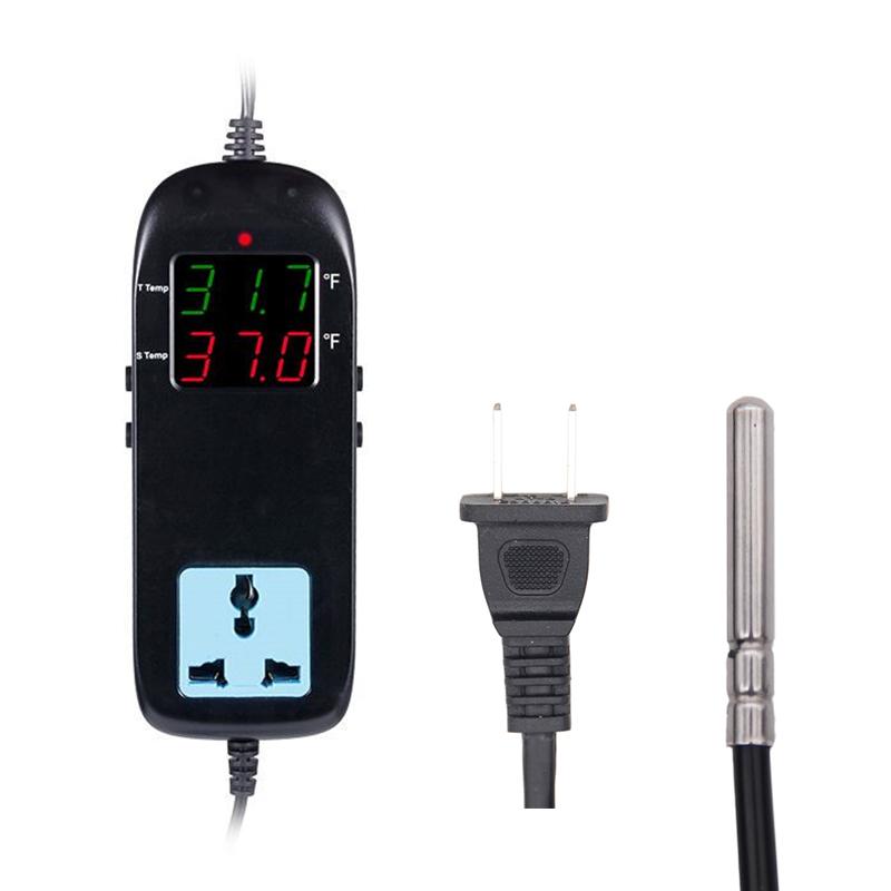 AC90V-250V Heating and Cooling Digital Temperature Controller Thermostat EU/UL Plug 3W NTC Probe