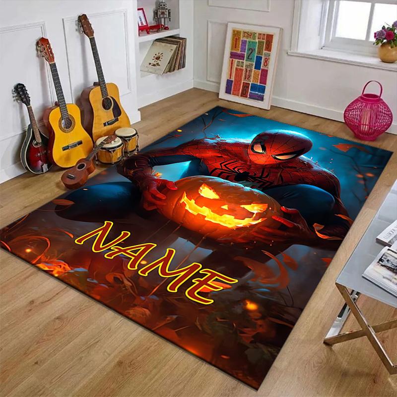 Custom Spider Man Mat Personalized Name, Polyester Washable Indoor Entryway Rug, Gift for Christmas, Easter, Thanksgiving Day