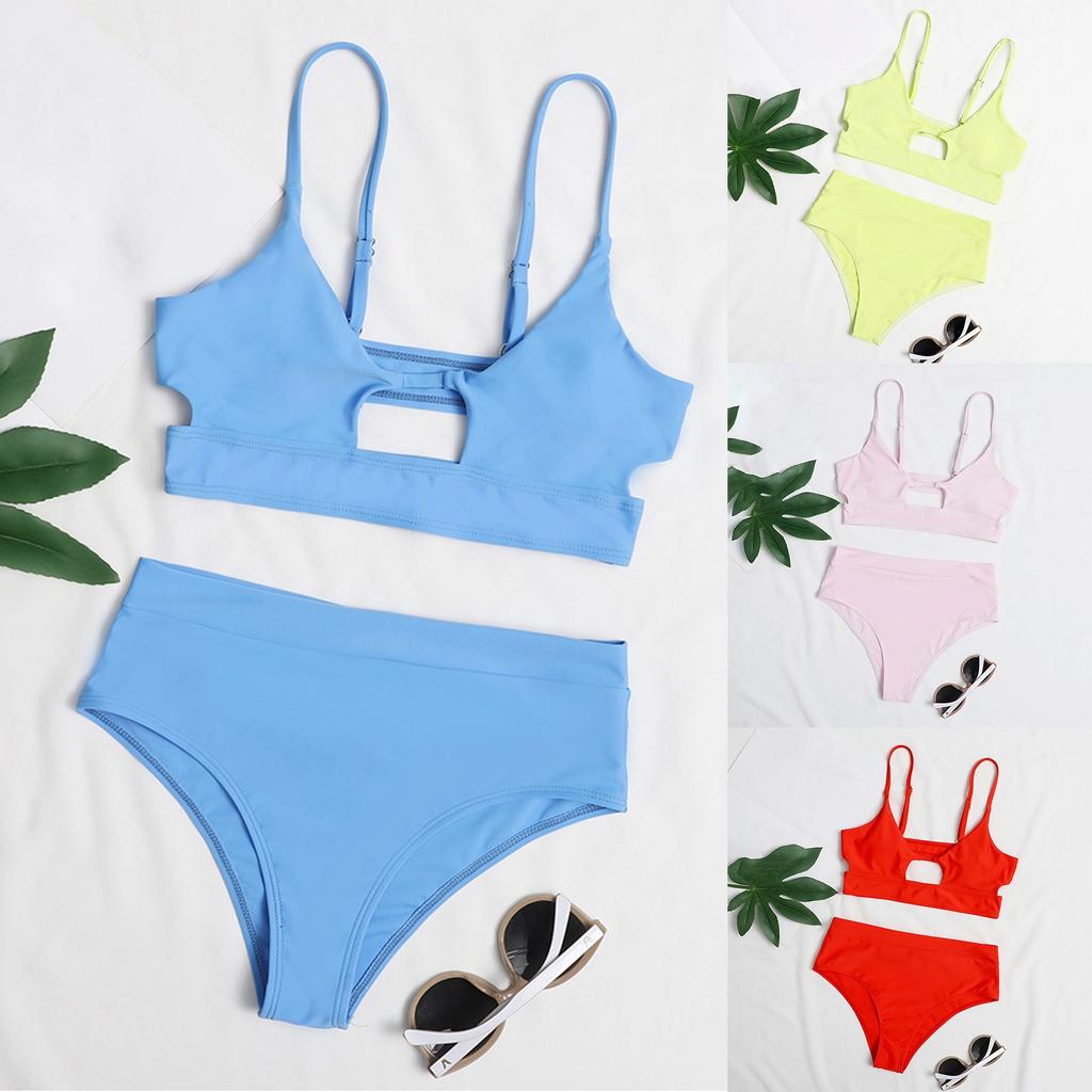 Ladies' Fashionable U-Neck Top+Underwear Split Swimsuit Swimsuit Bikini