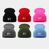 New NY Embroidered Ski Hat - Autumn & Winter Slouchy Knit Hat, Letter Woolen Hat, Unisex Beanie with Pom-Pom