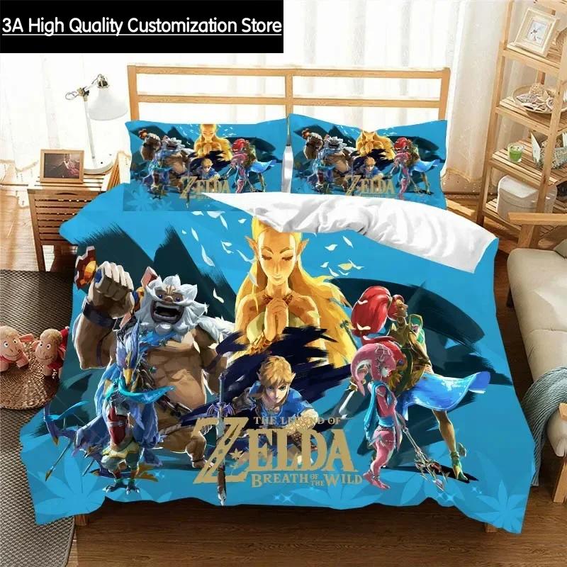 Z-Zelda Pattern Quilt Cover Pillowcase Bedding Two or Three Piece Set Multi Size Comforter Set Duvet Cover Bedding Sets