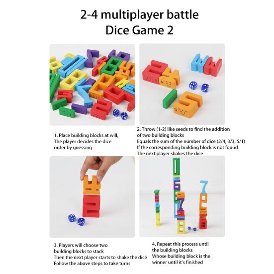 1 Set Wooden Number Building Block with Dice Digital Block Stacking Balance Game