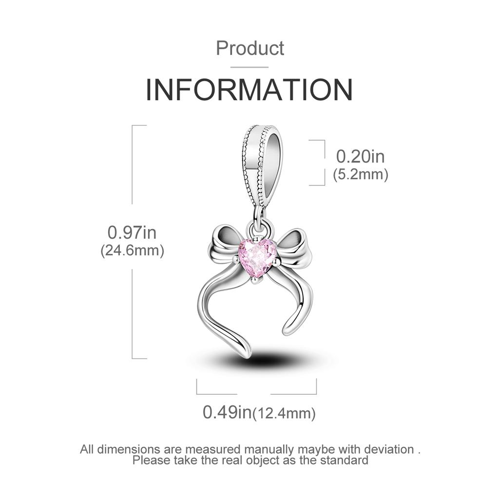 Original Charms Copper Cross Pink Bow With Heart Zircon Pendants Fit Bracelet Making For Woman Fashion Jewelry Gift