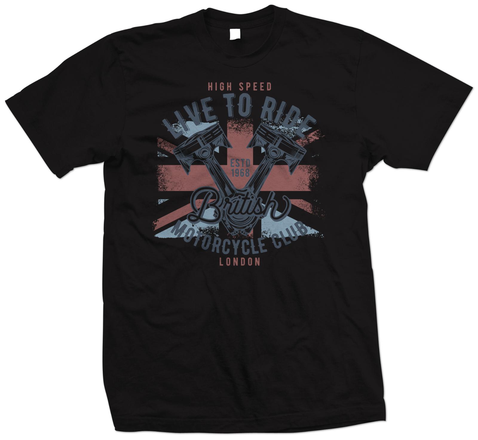 British Motorcycle T Shirt, Live To Ride Biker T Shirt, Union Jack Motorbike S
