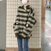 Pulovrový pruhovaný svetrový kabát pro ženy podzimní a zimní volný a na nošení vintage dámský ležérní svetr s dlouhým rukávem