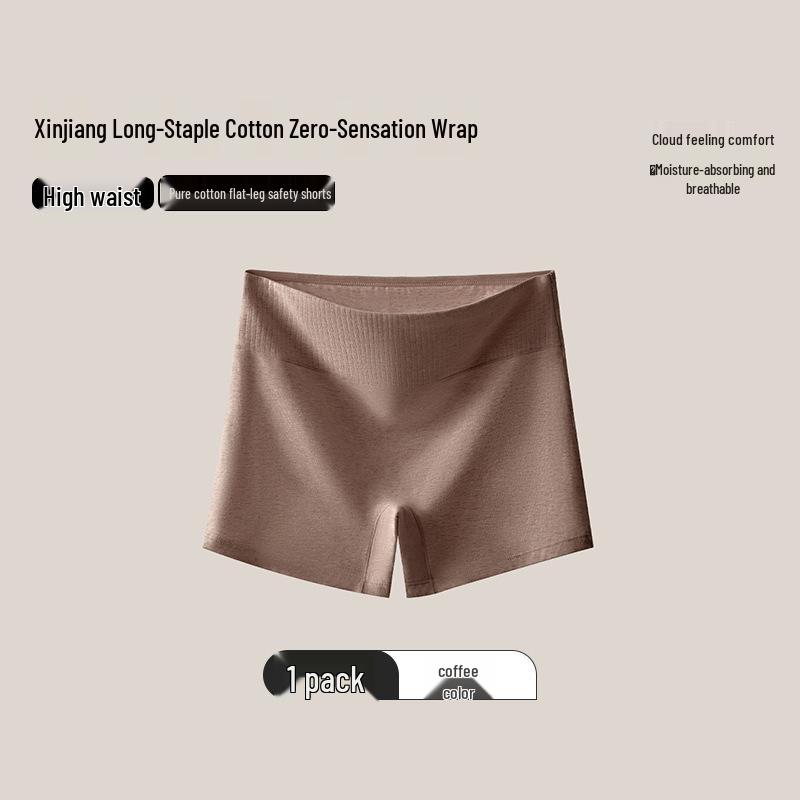 Plus Size Mid-Waist Pure Cotton Women's Safety Underwear: Hip-Hugging, Anti-Chafing Boxer Briefs