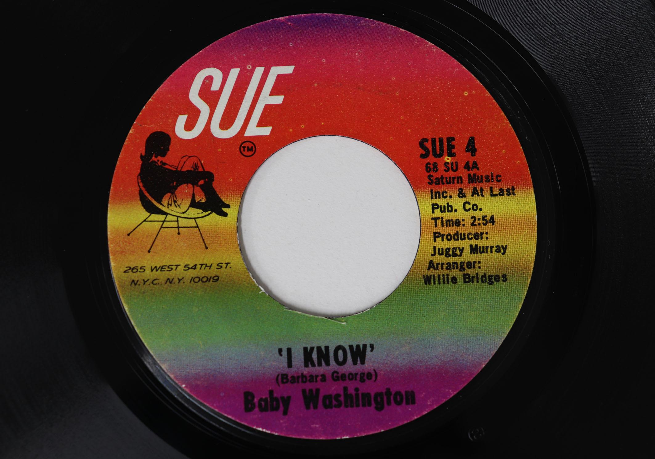 

7inch Record BABY WASHINGTON - I Know / It ll Change SUE4 SUE 1969 US Soul/Funk Used