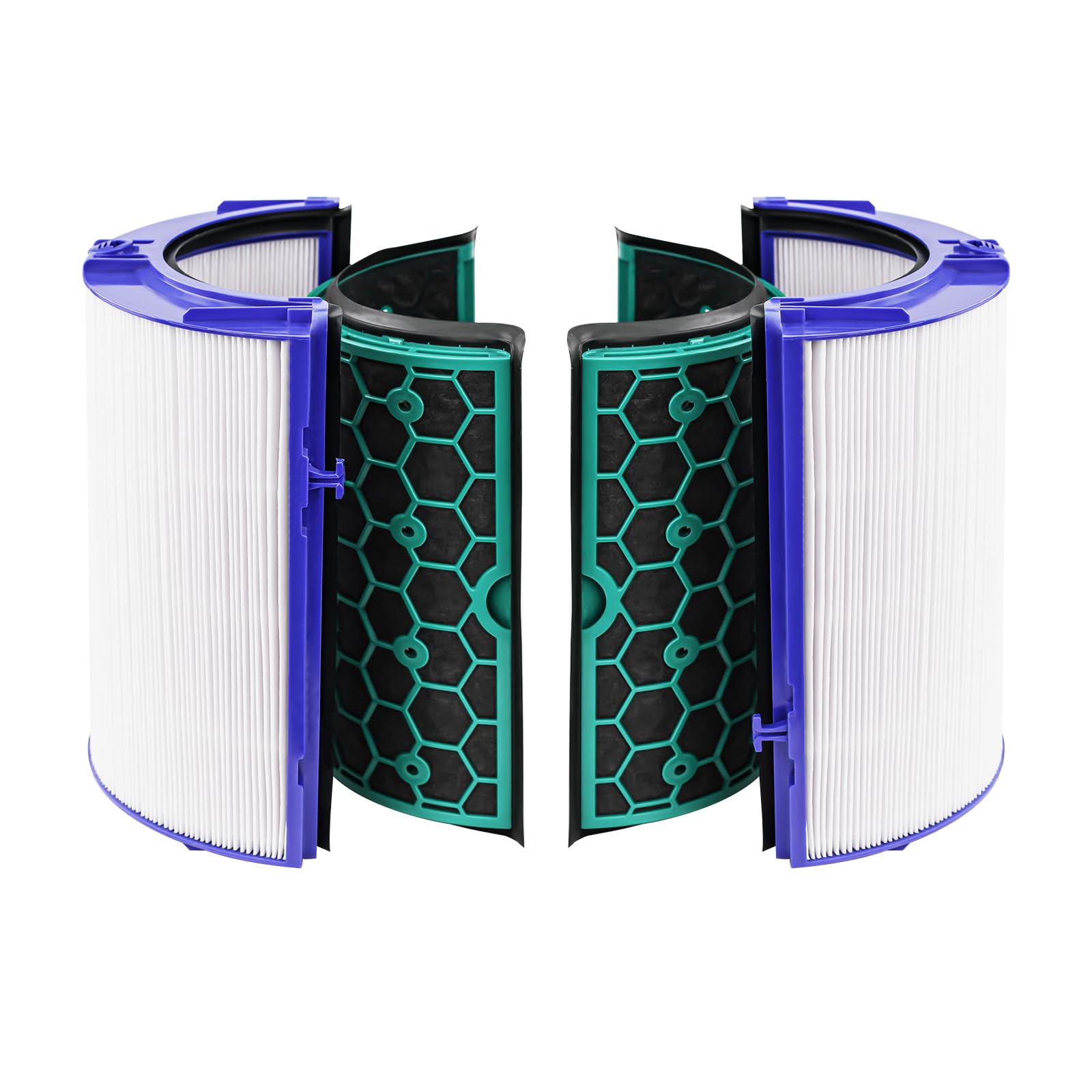 

HOUQUA 360° HEPA та вугільний фільтр для Dyson HP04 TP04 DP04 HP07 TP07 PH01 PH02, Високоеластичний ТПУ інтегрований скляний фільтр, Замінний фільтр для очищувача повітря
