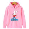 Automne Hiver Simon Super Lapin Impression Dessin Animé Sweat à Capuche pour Enfants Mode Décontractée Confortable Sweat Pullover Garçon Fille