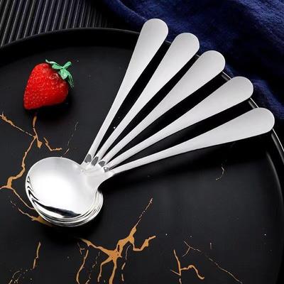 Coffee Spoon Stainless Steel Round Head Long Handle Ice Cream Stirring Dessert Honey Mixing Spoon Kitchen Tableware Decoration
