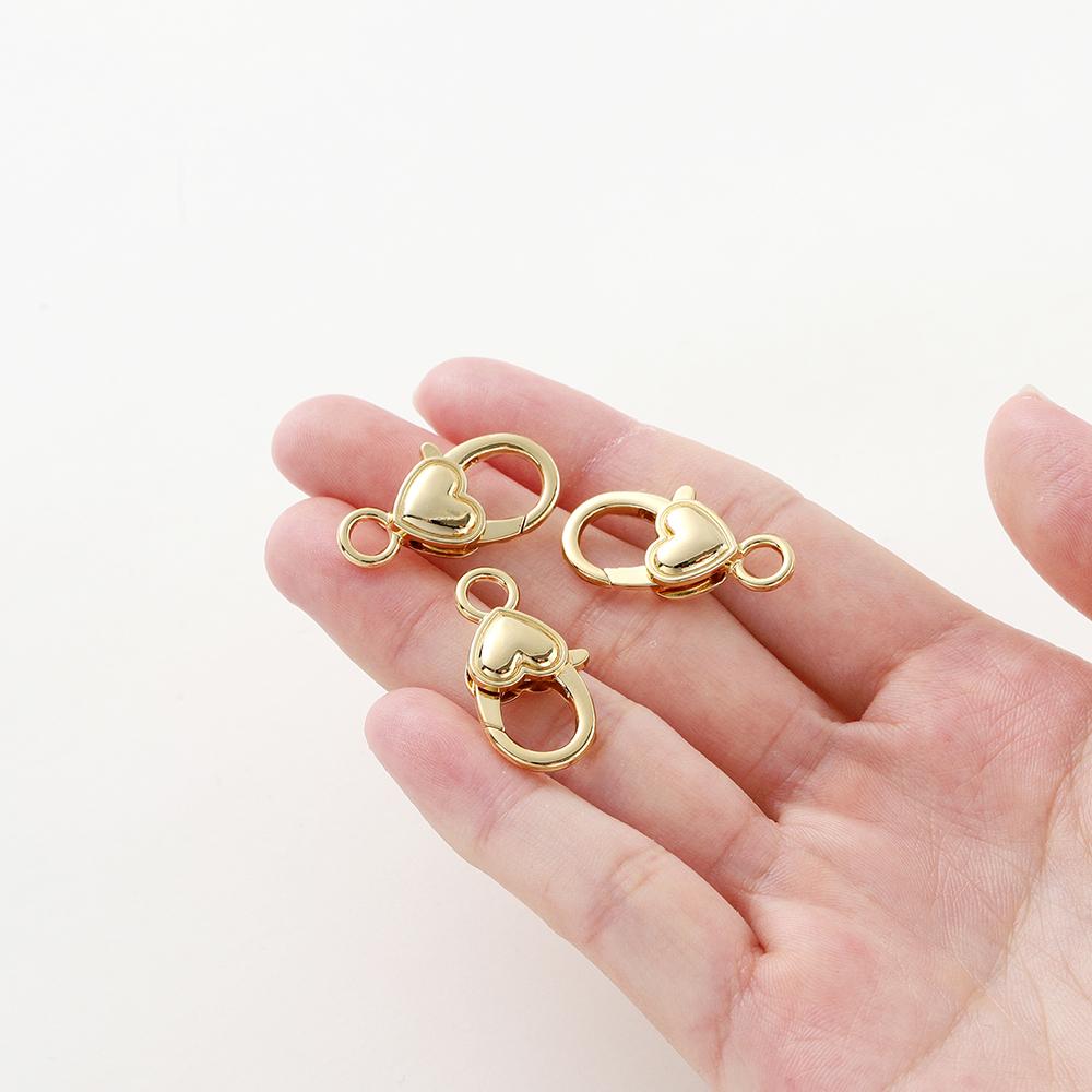 5pcs/lot14K 18K Gold Color Heart Lobster Clasps Connectors Charm Extender Clasps For DIY Necklace Jewelry Crafts Accessories