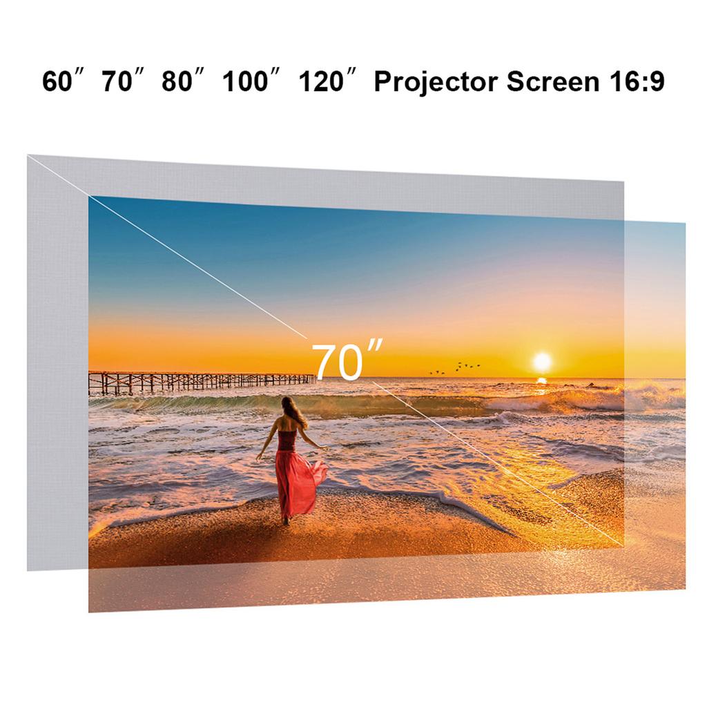 80 Inch Portable Projector Screen HD 16:9 Frameless Video Projection Screen Foldable Wall Mounted for Home Theater