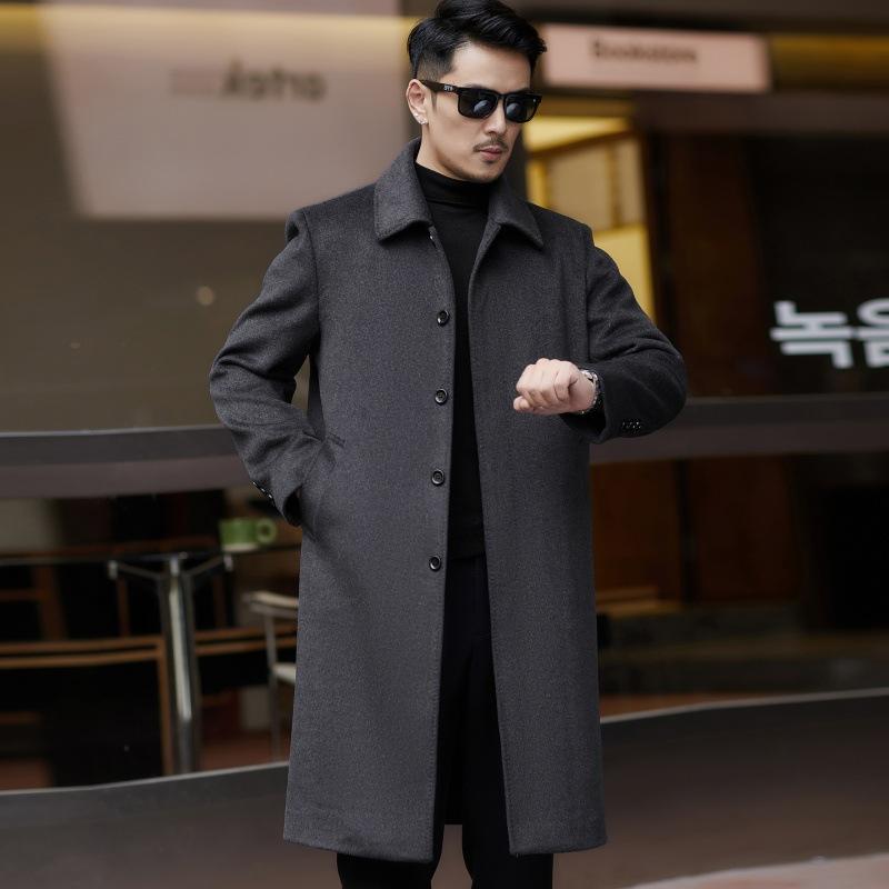 

Кашемировое пальто мужское длинное со съемным пуховиком теплая ветровка шерстяное утепленное пальто для папы среднего возраста 170
