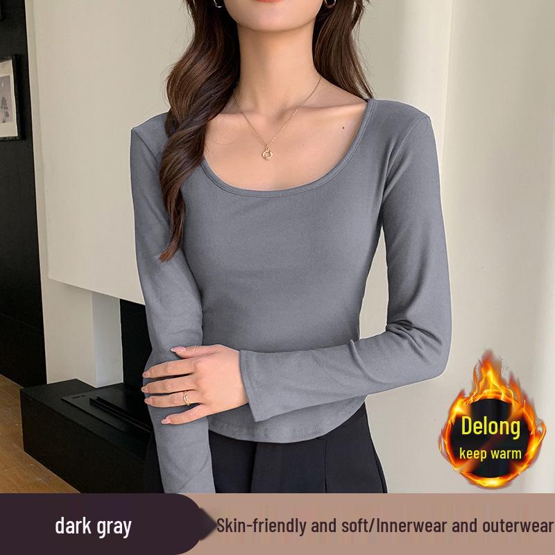 2025 New Autumn/Winter Women’s Warm Velvet Long Sleeve Base Shirt