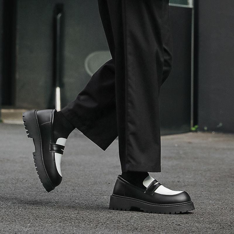 Men's Retro Leather Derby Shoes - Autumn Casual, British Style, Height Increasing, Wear-Resistant, Thick Sole Fashion.