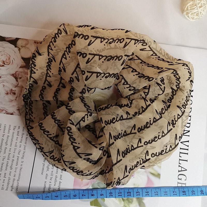 Lystrfac Letter Organza Oversized Scrunchie Women Rubber Bands Elastic Hair Bands Hair Tie Ponytail Holder Hair Accessories