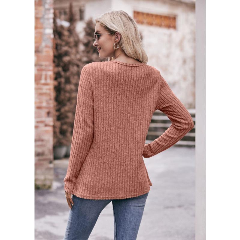 YYFS Damenmode, lässig, Frühling, Herbst, einfarbig, bedruckt, langärmelig, O-Ausschnitt, Blusen und Hemden