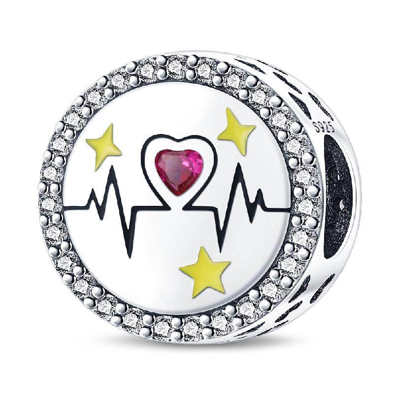 Koppar Kärlekshjärta Rund Känslomässig Serie Glänsande Zirkon Berlockpärlor Passar Bra Pan Originalarmband DIY Fest