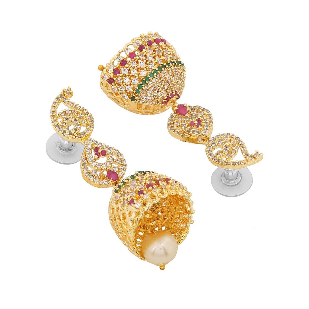Charmante Estele Designer-Ohrringe mit vergoldeten CZ und Perlen für Damen