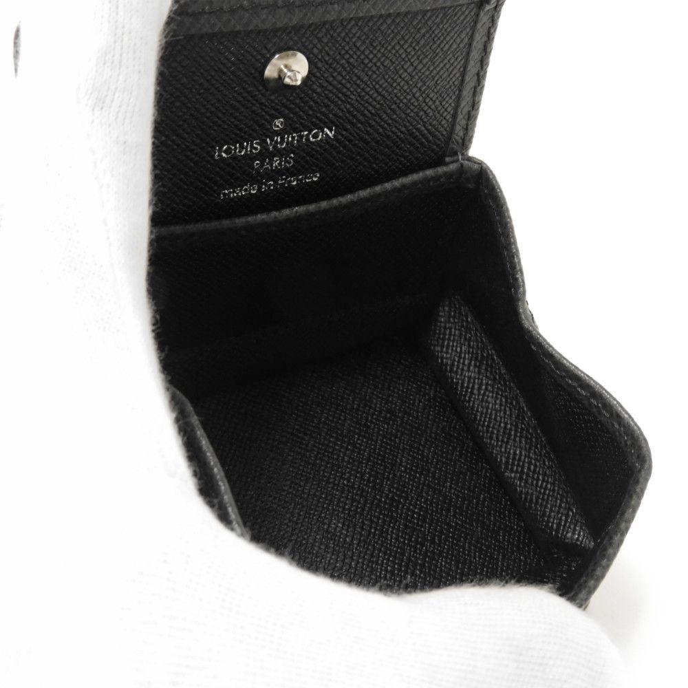 Used 12564 Porte Monnaie Boite M30382 7943 LV Logo Embossed Charcoal Gray Black Coin Pocket Taiga Ardoise Men's from