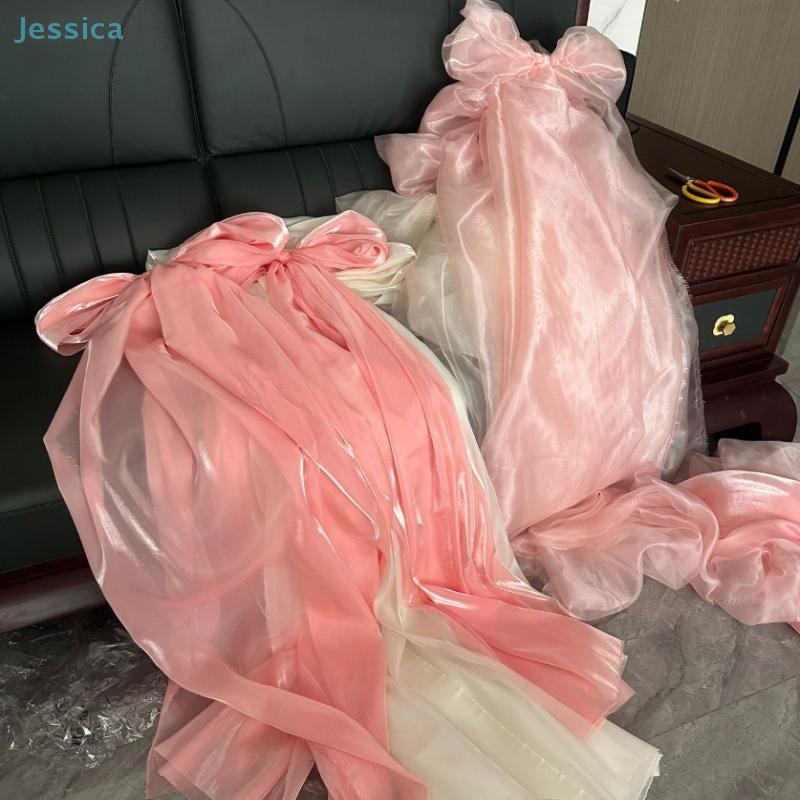 Pink Organza Lighted Christmas Tree Bow Topper Large Holiday Tree Decoration Elegant Xmas Home Party Decor Accessory