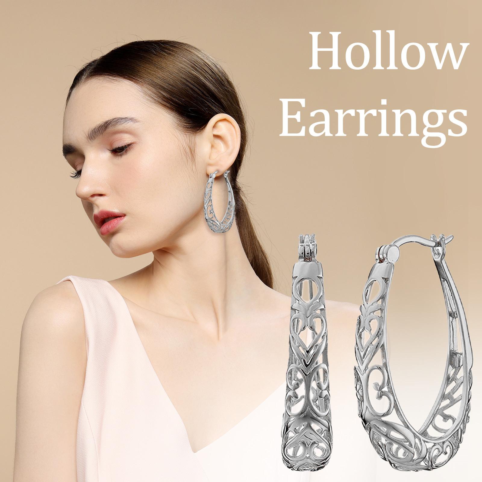 Heart-shaped Hollow Earrings Exaggerated Banquet Wedding Earrings