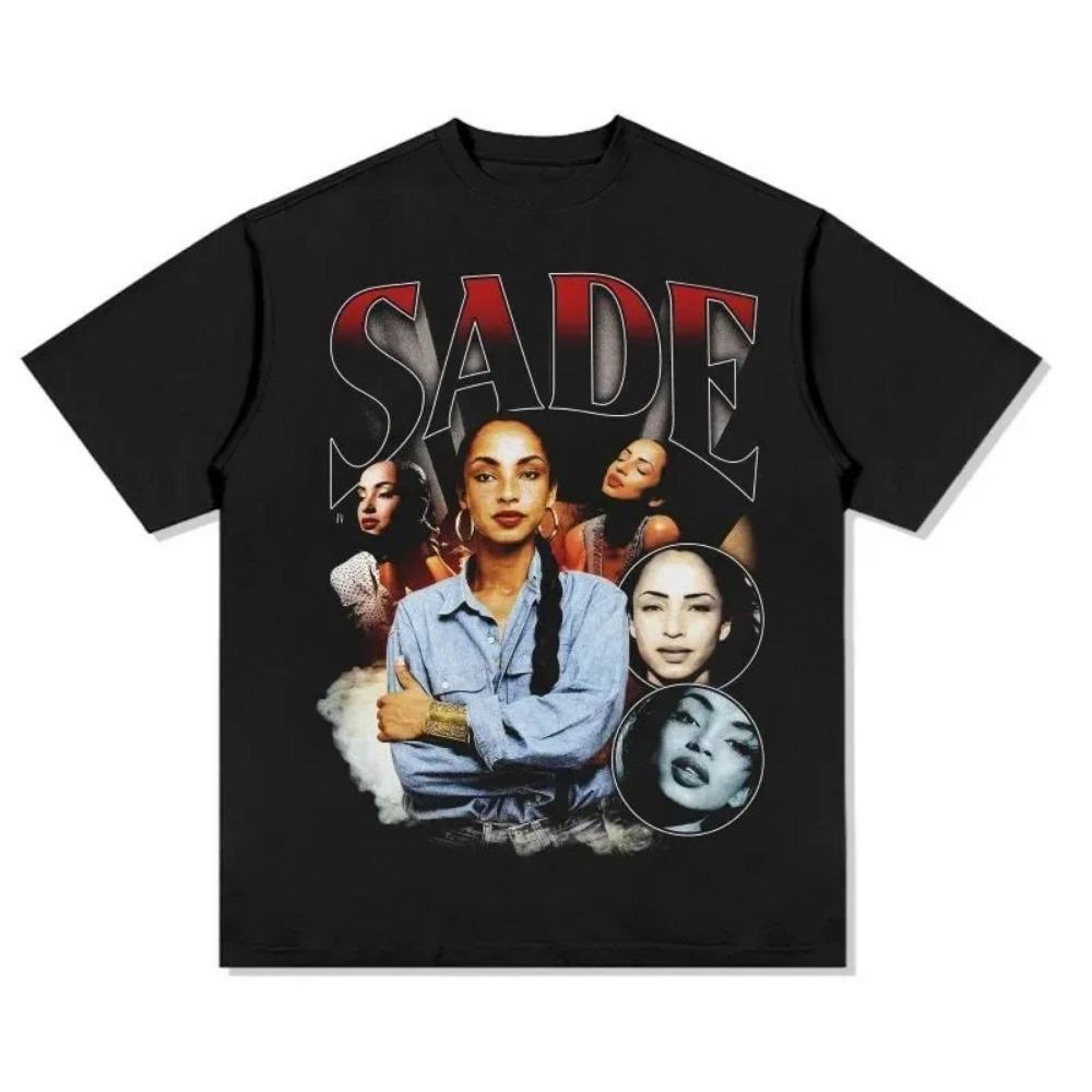 Fashion Black Graphic Print T-shirt Sade Kiss of Life Retro Style Graphic Novelty Men s and Women s Retro Top Tees S