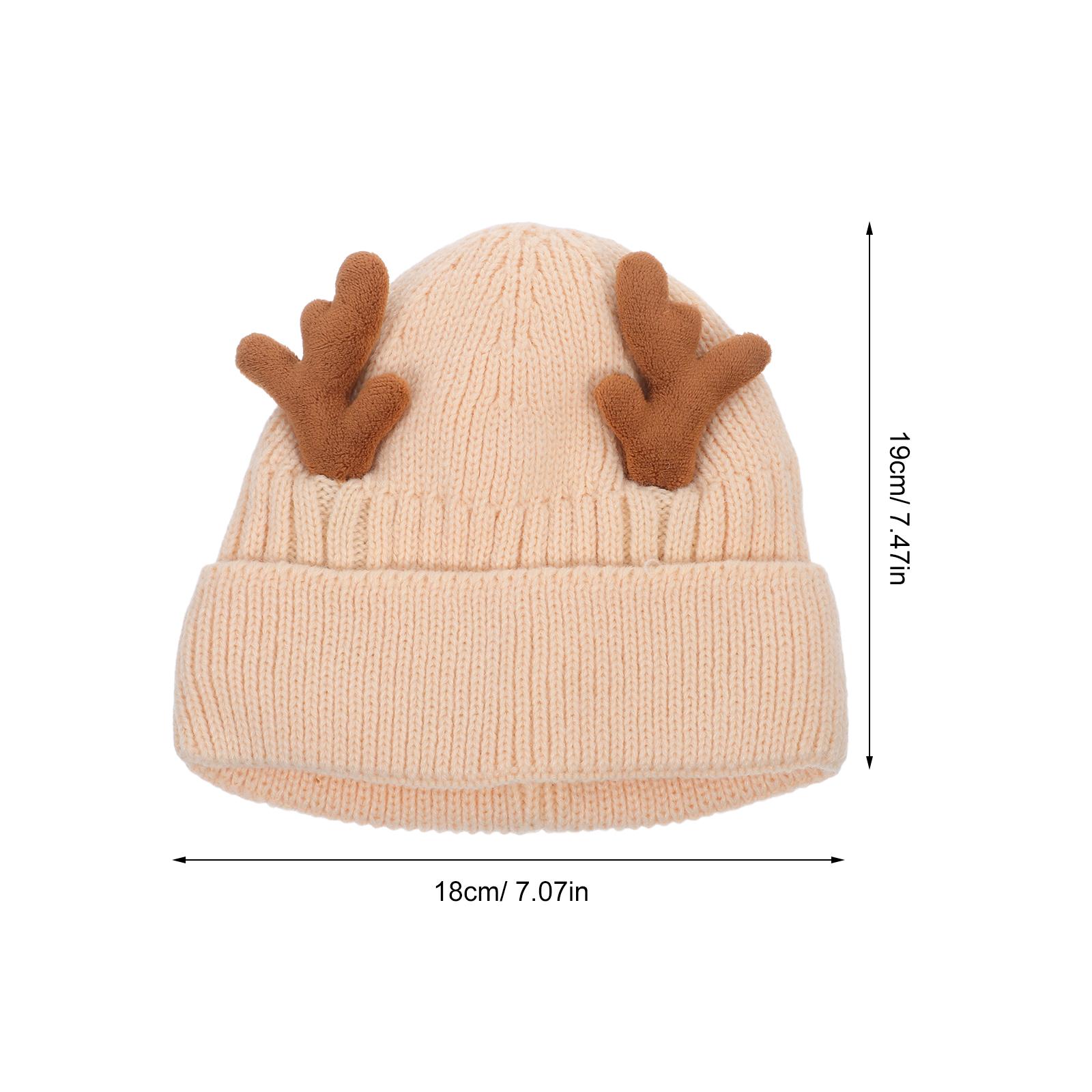 

1Pcs Christmas Antlers Knitted Winter Warm Hat Lightweight Portable Fashionable Knit Cap for Outdoor Indoor Cozy Ear Protection other бежевий