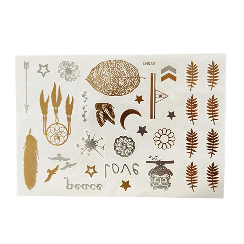 

1 лист металлическая модная временная татуировка одноразовая водонепроницаемая наклейка для боди-арта из золотой фольги для макияжа 1 PC