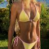 Color Block Triangle Tie Side Sexy Two Piece Bikini Set Elegant For Vacation