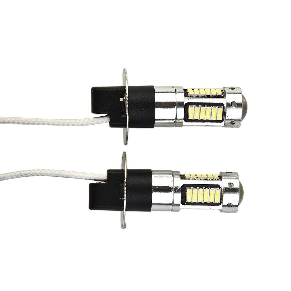 2pcs Car H3 LED Fog Lights High Power Lamps Daytime Running Light Bulbs Super Bright Canbus 6000K White Lamp Bulbs 7