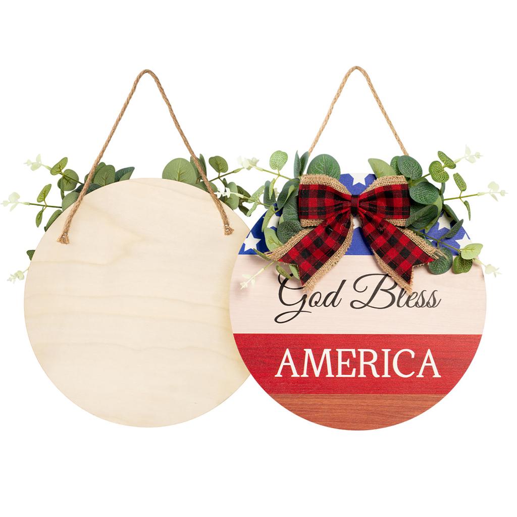 Independence Day Wooden Door Hanger Decoration, Patriotic Home Decor