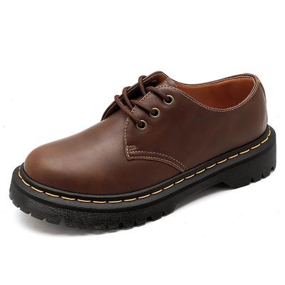 Couple Low-top Leather Shoes Men's and Women's Brown Large-size Short Boots Round Head Men's and Women's Casual Tooling Shoes