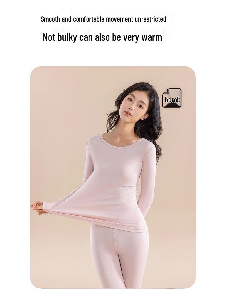 Class A Women's Antibacterial 80-Count Lenzing Modal Warm Base Layer Set - 220g Autumn Underwear & Trousers