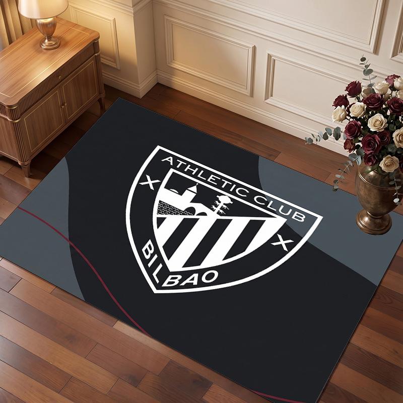 Athletic Bilbao Football Print Crystal Velvet Rug, Comfortable Water Absorbent Non Slip Indoor Floor Carpet