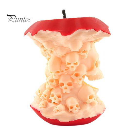 Creative Resin Sculpture 3D Printed Apples Skull Figurine, Spooky Skeleton Artistic Craft Collectible Sculpture, Halloween Gothic Desktop Decor,