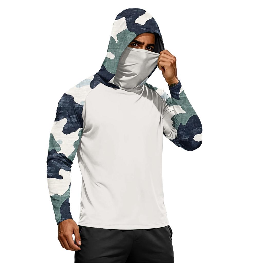 T-shirt Estiva da Uomo Asciugatura Rapida Manica Lunga Abbigliamento Solare Pesca Fitness Sport Hded Manica Lunga Tp