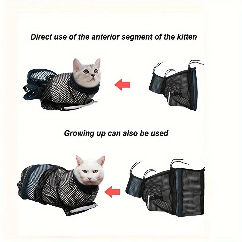 Cat Bathing Bag, Breathable Mesh Cat Shower Bag Anti Scratch Adjustable Cat Grooming Bag For Nail Trimming, Bathing Polyester So