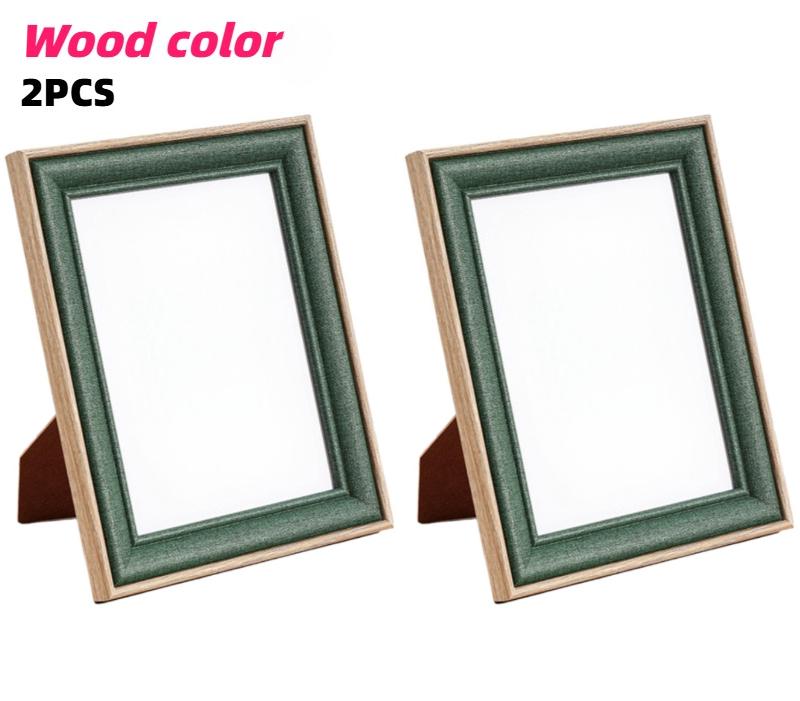 2pcs Minimalist Wooden Photo Frames 7-Inch Vintage Elegant Display Frame for Bedroom Office Living Room Decor Bridal Shops Cafes