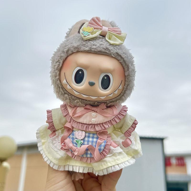 17cm Labubu Doll Clothes: Ice Cream Overalls - Cute Pendant Blind Box