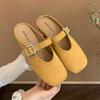 French Retro Baotou Half-slipper Women's Spring and Summer Flat Square Toe Flip-flops Single Shoes