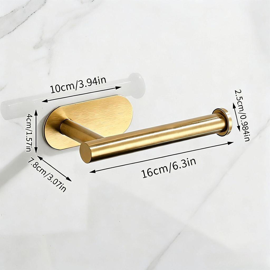 Vintage Style No-Punch Stainless Steel Toilet Paper Holder and Storage Rack.