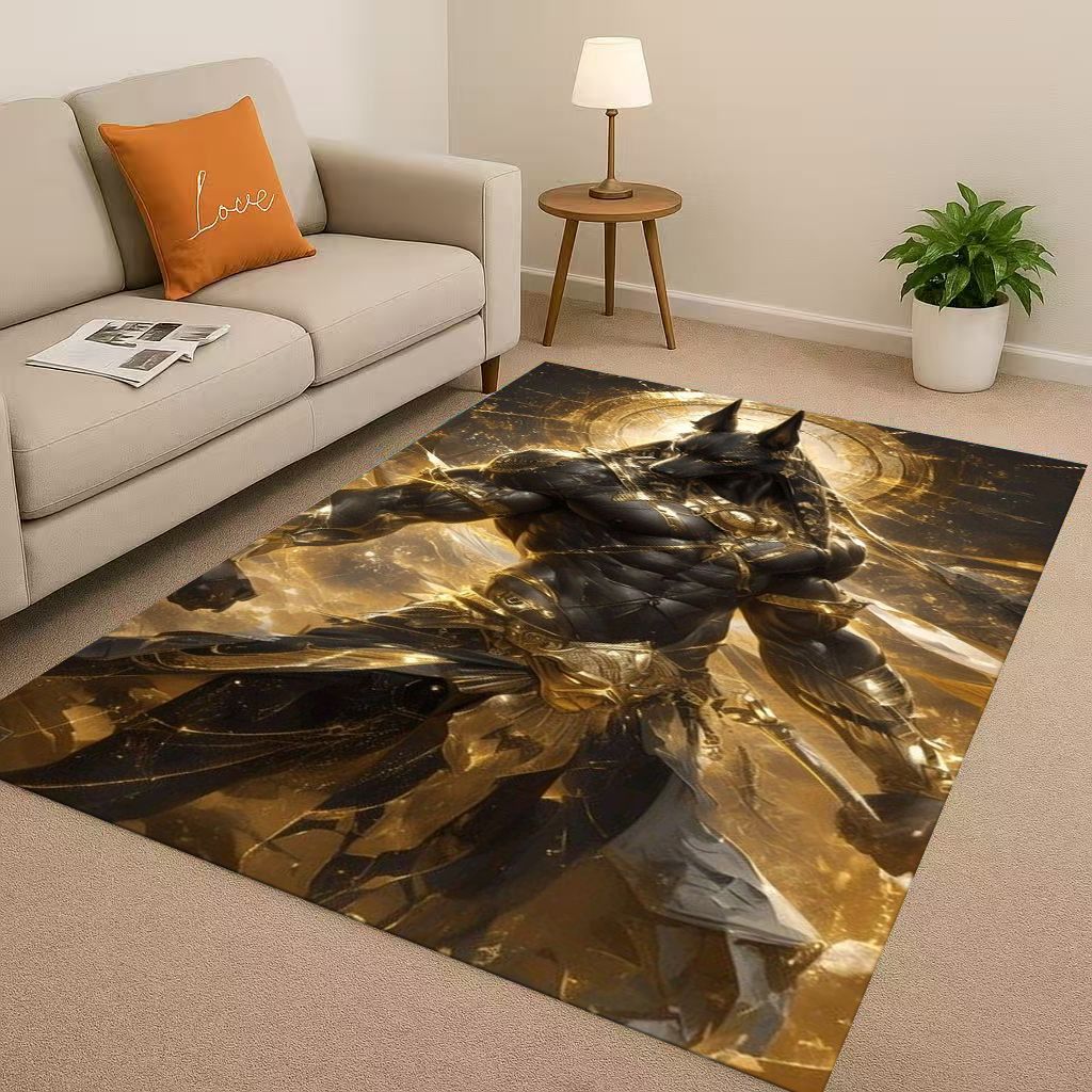 Dead God Anubis Pharaoh Ancient Egypt Cartoon Living Room Non-Slip Area Rug Carpet for Bedroom Playroom Sofa,Home Decor Doormat
