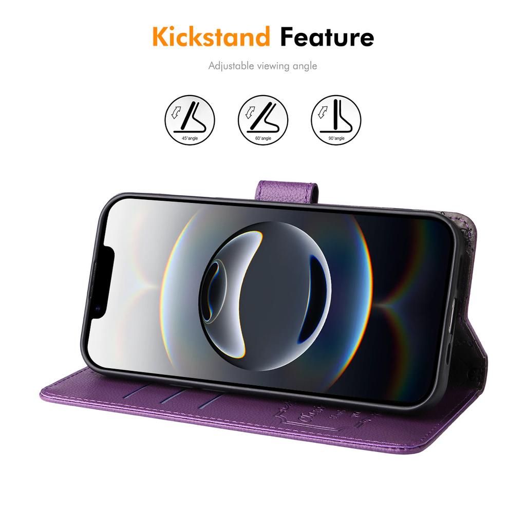 ENKAY HAT PRINCE For iPhone 16e Wallet Case with Strap RFID Blocking Leather Stand Phone Cover