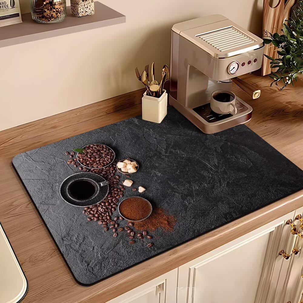Coffee Machine Mat Waterproof Drain Pad Non-slip Dish Drying Mats for Kitchen Quick Dry Tableware Faucet Placemat Dinnerware