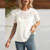 Summer New Round Neck Lace Patchwork Short Sleeved T-shirt Top