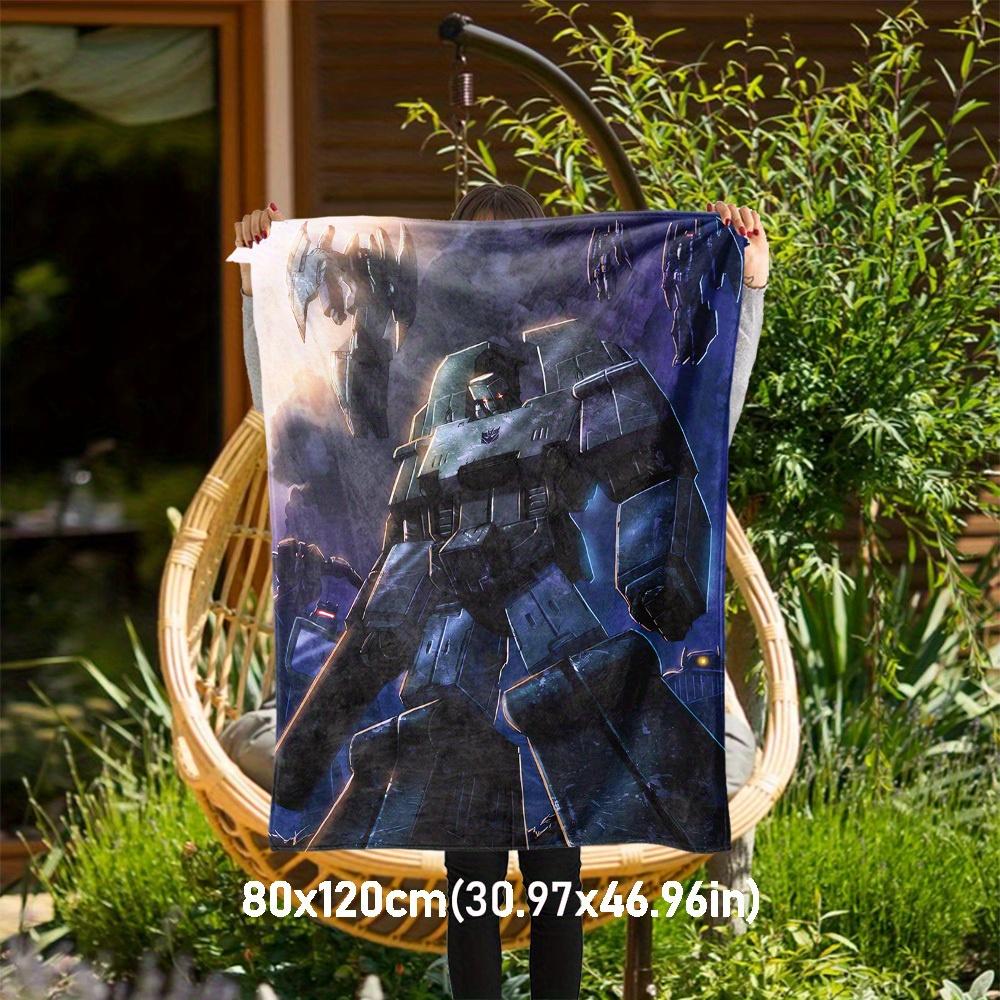 1pc Transformer Robot Theme Design Flannel Blanket - 3D Printed Soft Warm, All-Season Lightweight Throw for Camping Travel Bed-080743