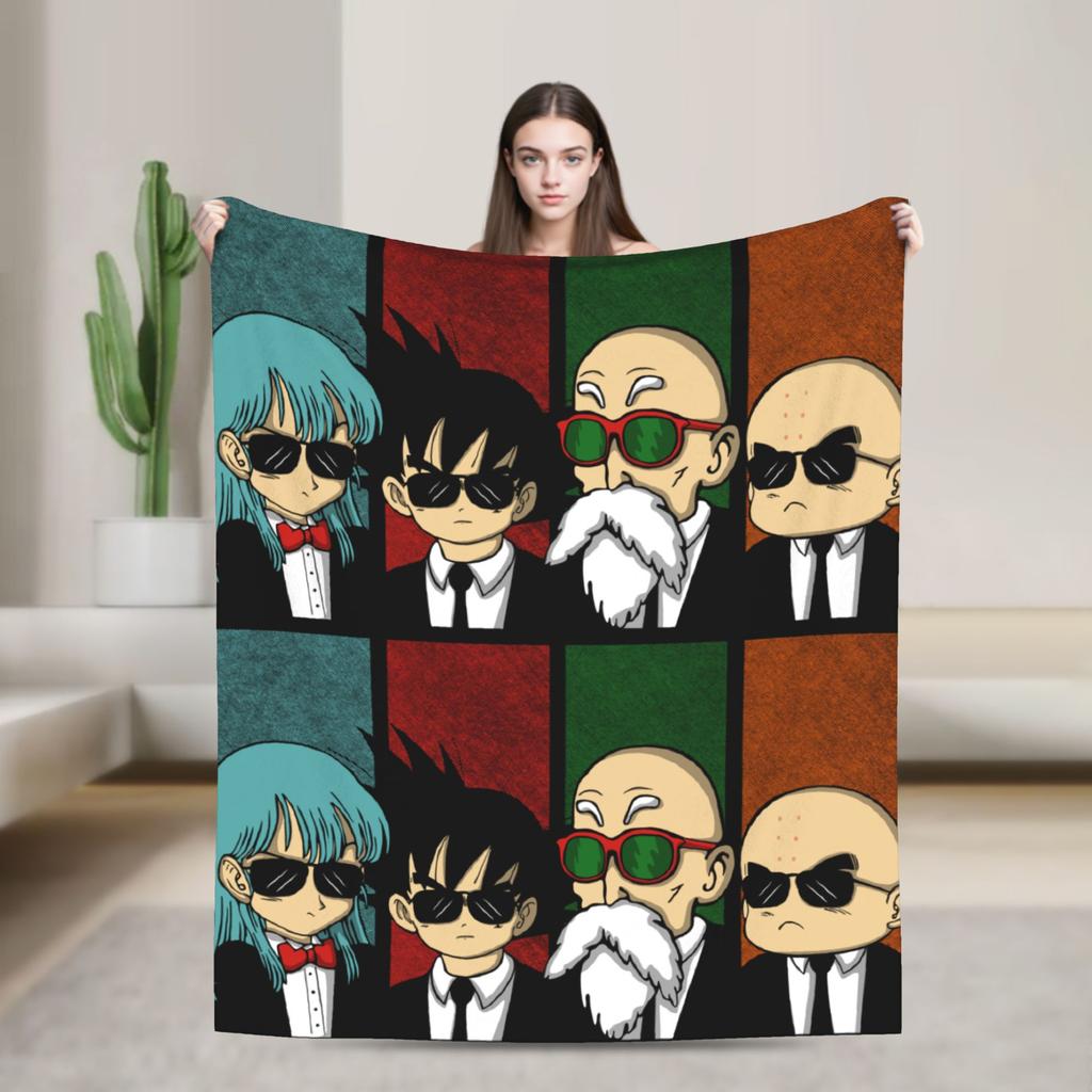 Summer Dragon Ball Super All Characters Fleece Blanket, 3D Printed Soft Warm Flannel Throw Blanket For Bed Sofa Bedroom