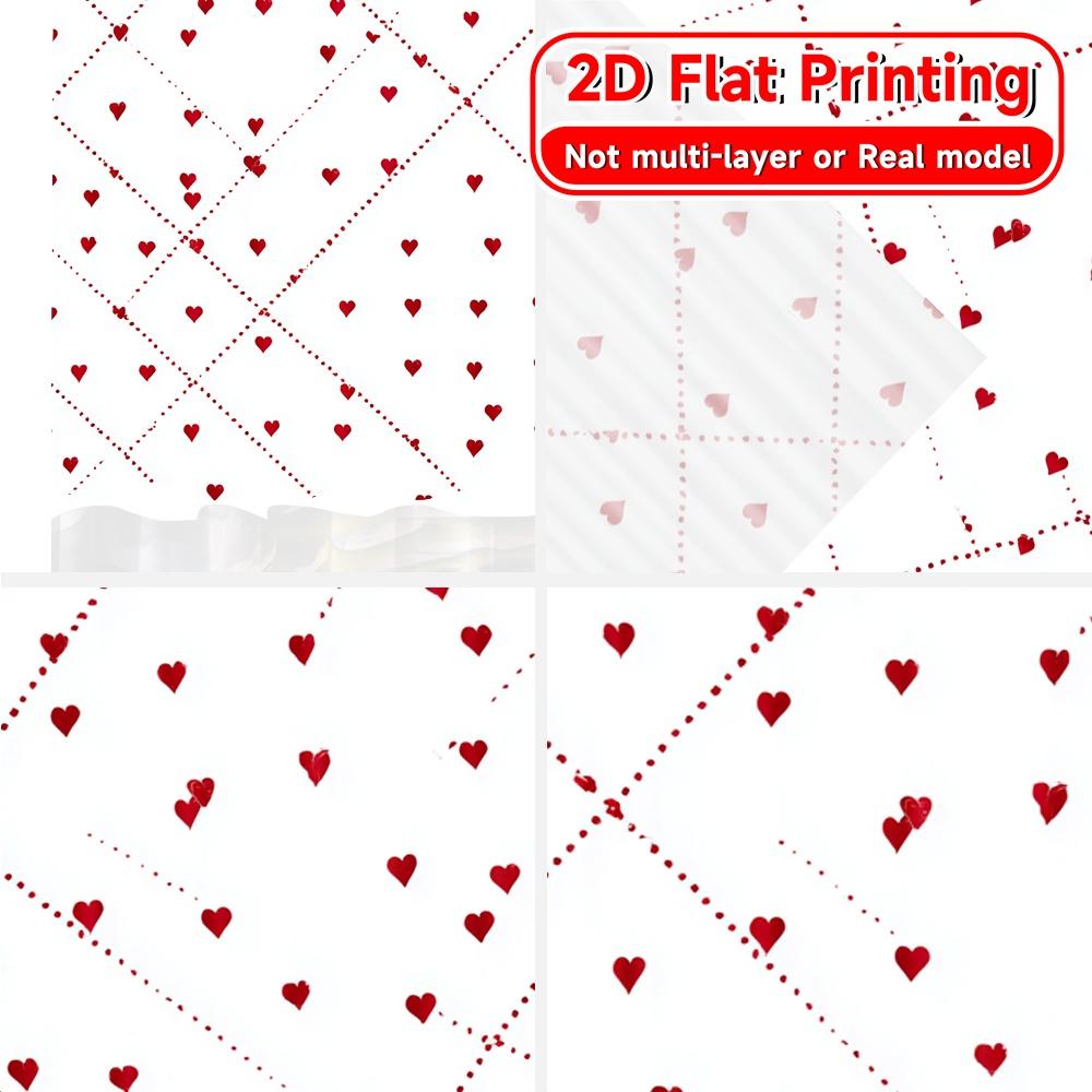 Set Of 2 Flat Printing Heart Grid Pattern Popular Curtains Durable Polyester Fabric Room Decor Perfect Curtain